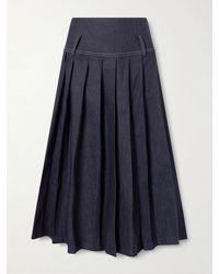 Tolu Coker - Pleated Denim Maxi Skirt - Lyst