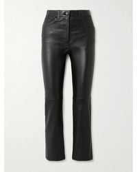 JOSEPH - Duke Cropped Leather Flared Pants - Lyst
