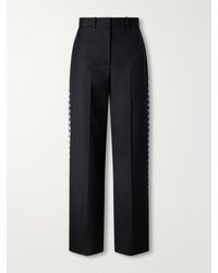 Loewe - Checked Flannel-Trimmed Wool Wide-Leg Pants - Lyst