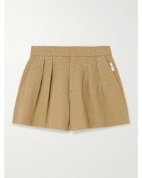 AZ FACTORY - Lutz Huelle Minni Pleated Crystal-Embellished Cotton-Twill Shorts - Lyst