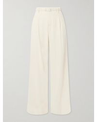 Ralph Lauren - Belted Pleated Wide-Leg Linen Pants - Lyst