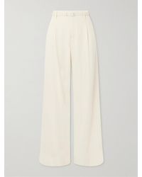 Ralph Lauren - Belted Pleated Wide-Leg Linen Pants - Lyst