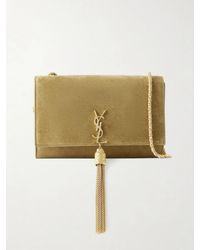 Saint Laurent - Kate Tassel Small Cassandre-Embellished Suede Shoulder Bag - Lyst