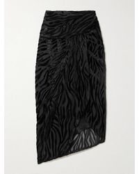Isabel Marant - Cristie Asymmetric Ruched Devoré Silk-Blend Velvet Skirt - Lyst