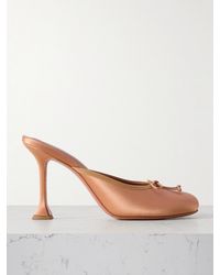 AMINA MUADDI - Lila Mules Aus Satin Mit Ripsbandbesatz - Lyst