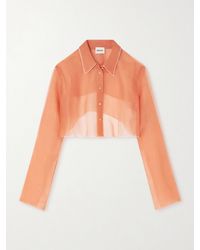 KHAITE - Fritz Cropped Layered Silk-Organza Shirt - Lyst
