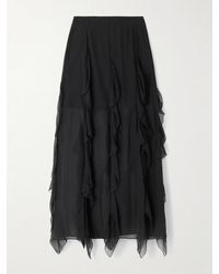 Veronica Beard - Ava Ruffled Silk-Chiffon Midi Skirt - Lyst