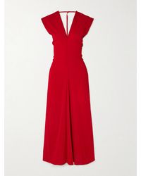 St. Agni - Plunge Draped Crepe Maxi Dress - Lyst