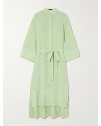 JOSEPH - Darious Midikleid Aus Seiden-Crêpe Mit Falten Und Bindegürtel - Lyst