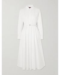 Gucci - Midikleid Aus Baumwollpopeline Mit Gürtel Und Prägung - Lyst