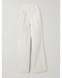 Max Mara - Pinstriped Cotton-Piqué Wide-Leg Pants - Lyst