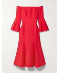 Oscar de la Renta - Off-The-Shoulder Wool-Blend Midi Dress - Lyst