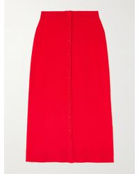 Victoria Beckham - Ribbed Merino Wool-Blend Midi Skirt - Lyst