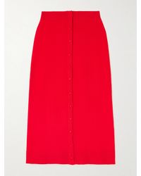 Victoria Beckham - Midirock Aus Einer Gerippten Merinowollmischung - Lyst
