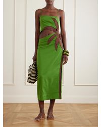 farm rio green leaves cut out dress Green Leaves Cut Out Midi Dress