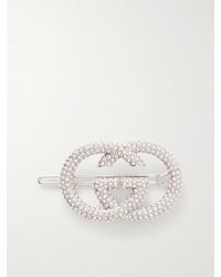Gucci - Interlocking Gg Crystal-Embellished-Tone Hair Clip - Lyst