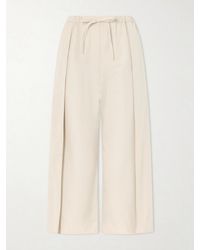 Loewe - Paula's Ibiza Pleated Cropped Cotton Wide-Leg Pants - Lyst