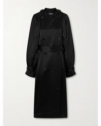 TOTEME - Double-Breasted Draped Satin Trench Coat - Lyst