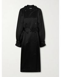 TOTEME - Double-Breasted Draped Satin Trench Coat - Lyst