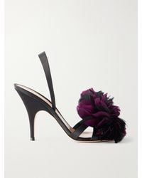 Gianvito Rossi - 95 Feather-Embellished Satin Sandals - Lyst