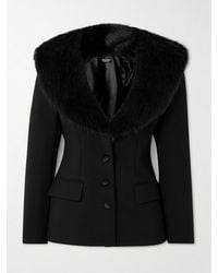 Dolce & Gabbana - Blazer Aus Einem Wollgemisch Mit Faux Fur - Lyst