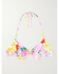 Chloé - Floral-Print Halterneck Bikini Top - Lyst