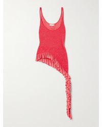Ulla Johnson - Kendra Asymmetrisches Tanktop Aus Zweifarbigem Pointelle-Strick Mit Rüschen - Lyst