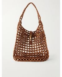 Saint Laurent - Le 5 À 7 Large Leather-Trimmed Beaded Wood Shoulder Bag - Lyst
