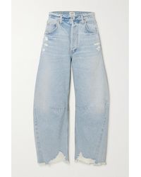 Citizens of Humanity Horseshoe Distressed High-rise Wide-leg Jeans - Blue