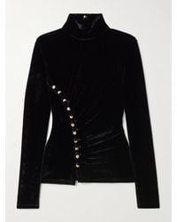Rabanne - Embellished Velvet Turtleneck Top - Lyst