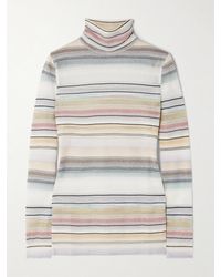 Missoni - Striped Metallic Crochet-Knit Turtleneck Sweater - Lyst