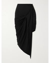 Mugler - Asymmetrischer Midirock Aus Stretch-Jersey Mit Raffungen - Lyst
