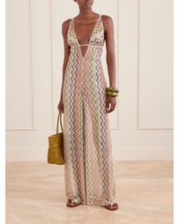 missoni striped plunge knit coverup fringe midi dress Missoni Striped Fringed Stretch-Jersey Coverup In Red - 50% Off