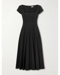 STAUD - Wells Paneled Cotton-Blend Poplin Midi Dress - Lyst