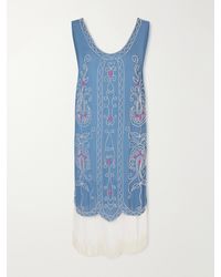 Bode - Sea Flower Beaded Silk Dress - Lyst