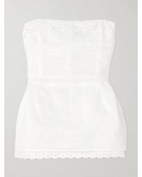 Magda Butrym - Scalloped Broderie Anglaise Cotton-Blend Peplum Bustier Top - Lyst