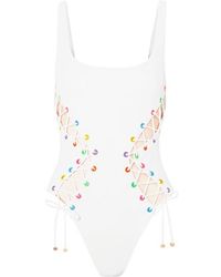 Agent Provocateur Marney Badeanzug Mit Schnürung Und Mesh-einsätzen - Weiß