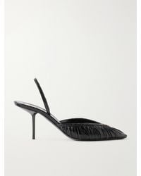 Saint Laurent - Folie 75 Gathered Snake-Effect Trimmed Leather Slingback Pumps - Lyst