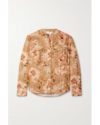Zimmermann Rosa Floral-print Linen Shirt - Brown