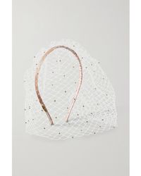 Eugenia Kim - Halsey Embellished Fishnet And Satin Headband - Lyst
