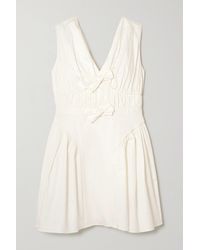 Self-Portrait Bow-detailed Cotton-poplin Mini Dress - White