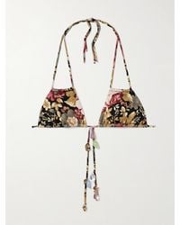 Chloé - Triangel-Bikini-Oberteil Mit Blumenprint Und Verzierungen - Lyst
