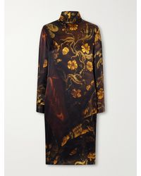 Dries Van Noten - Floral-Print Silk Knee-Length Dress - Lyst