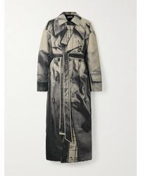Jean Paul Gaultier - Trenchcoat Aus Bedruckter Baumwollgabardine Mit Wattierung Und Bindegürtel - Lyst