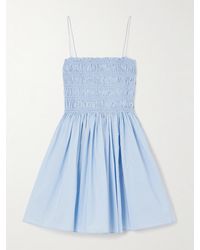 Matteau - Shirred Organic Cotton-Poplin Mini Dress - Lyst