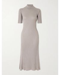 Brunello Cucinelli - Ribbed Cashmere-Blend Midi Dress - Lyst