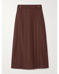 Gabriela Hearst - Wesley Pleated Wool And Cashmere-Blend Twill Midi Skirt - Lyst