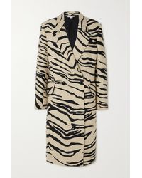 Stella McCartney Double-breasted Zebra-print Woven Coat - White