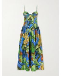 FARM Rio Banana Aquarela Pleated Printed Swiss-Dot Linen Midi Dress in Green | Lyst FARM Rio Banana Aquarela Pleated Printed Swiss-Dot Linen Midi Dress in Green | Lyst