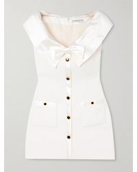 Alessandra Rich - Bow-Embellished Silk-Trimmed Cady Mini Dress - Lyst